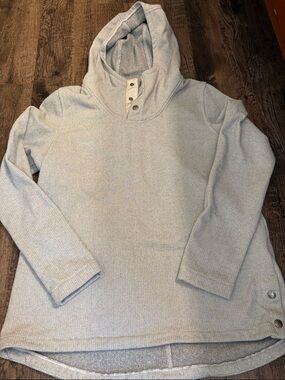 The North Face Women's Light Gray Thermal Snap Hooded Pullover Sweatshirt Knit
